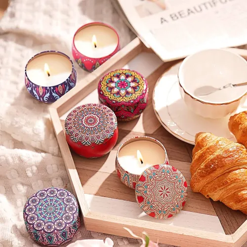 Ethnic Style Floral Design Scented Candle Jar (1 pc )